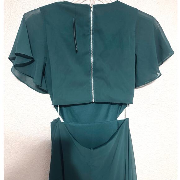 Lulus NWT Emerald Green Garden Bliss Maxi Dress Small Cut Out Formal Bridesmaid - Picture 8 of 9